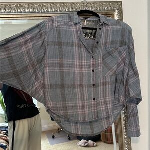 Free People plaid crop button up